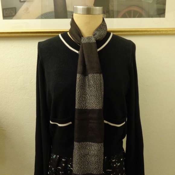 Tex by MaxAzria Dark Brown & Silver Fashion Scarf - Picture 2 of 5